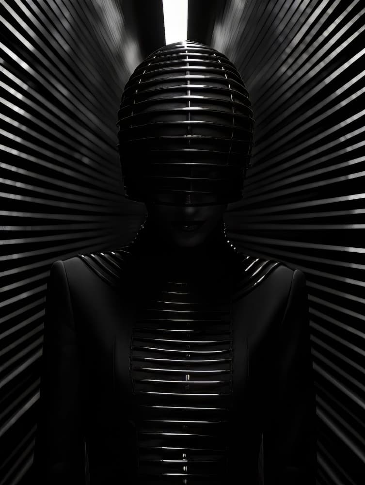 Masked Futuristic Portrait by Bilge Paksoylu — canvas wall art