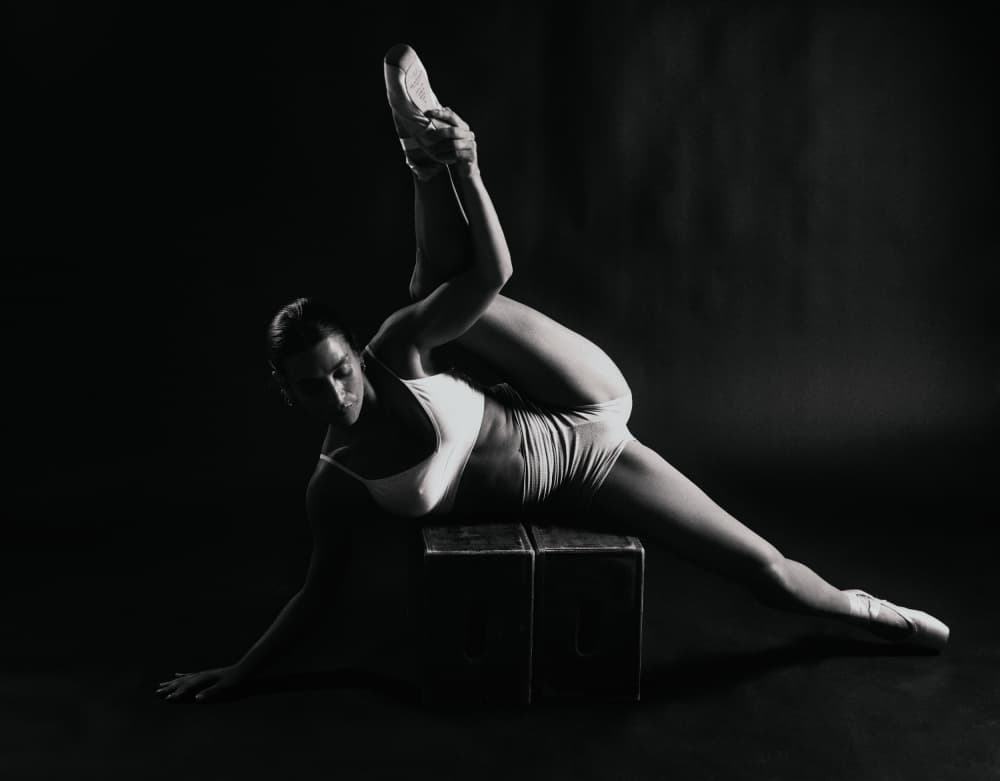 Elegant Ballet Pose by Offer Ellbogen — canvas wall art
