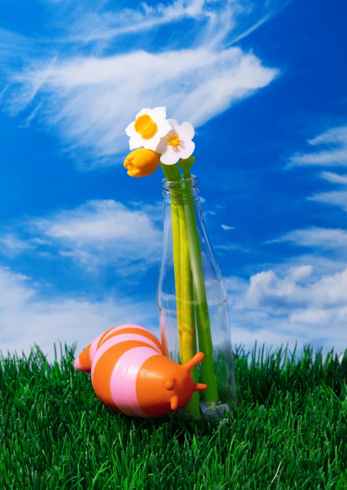 Whimsical Snail and Flowers by Julia Ramiro — canvas wall art
