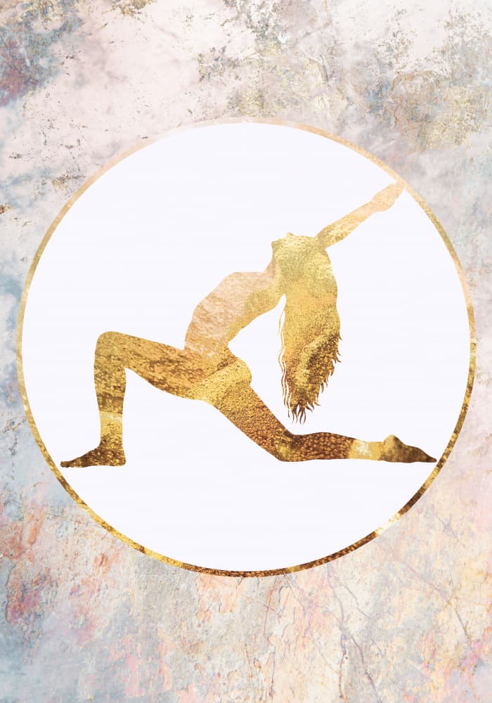 Golden Yoga Silhouette by Sarah Manovski — canvas wall art