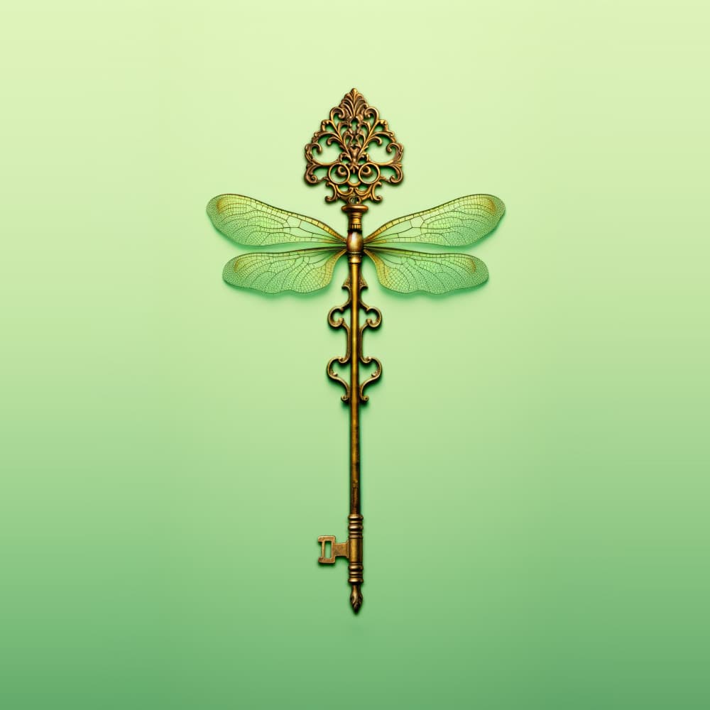 Golden Dragonfly Key by Artem Pozdniakov — canvas wall art
