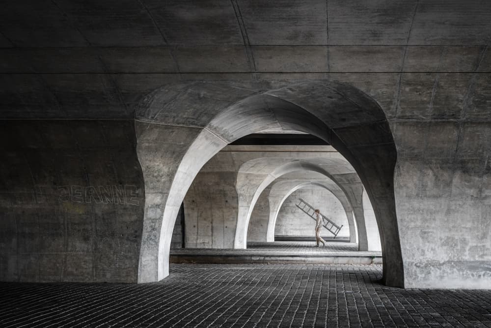 Architectural Arches Ladder by fotomarion — canvas wall art