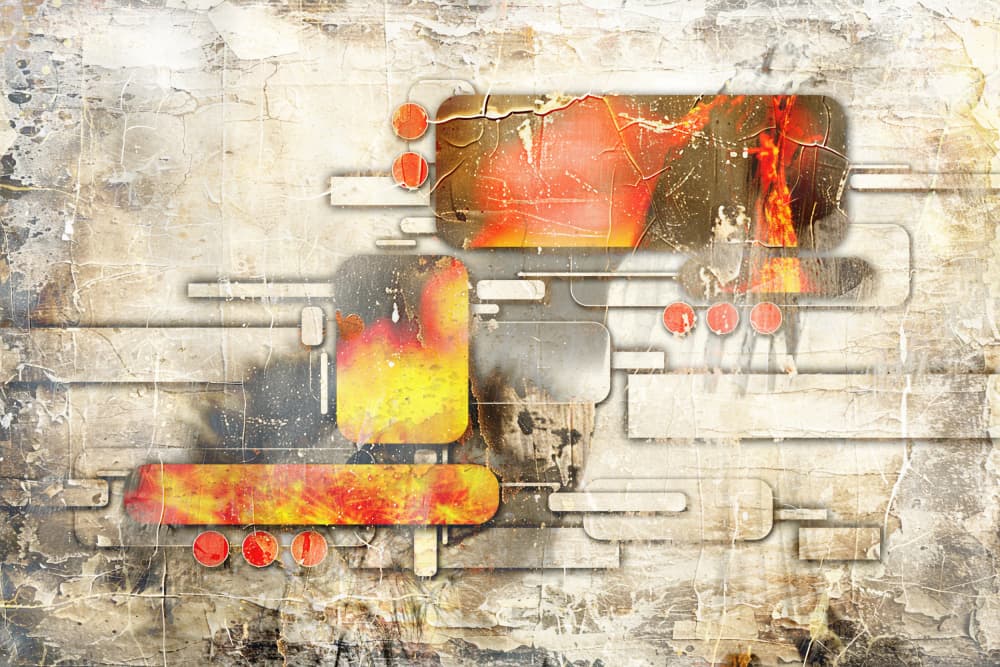 Fiery Abstract Grid by Rafal Kulik — canvas wall art