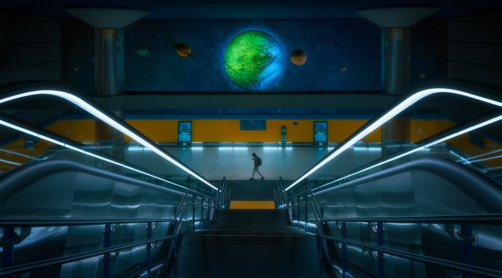 Cosmic Metro Ascent by Carlos Hernandez Martinez — canvas wall art