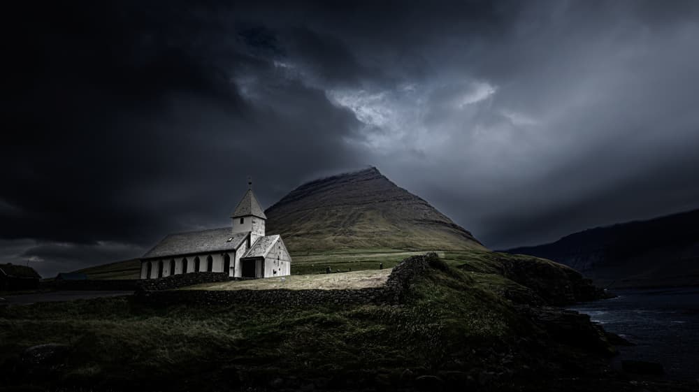 Stormy Coastal Church by Kenneth-Wei Zeng — canvas wall art