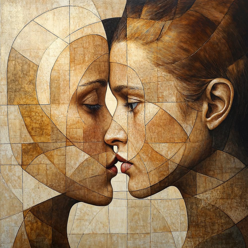 Tender Geometric Embrace by DDiArte — canvas wall art