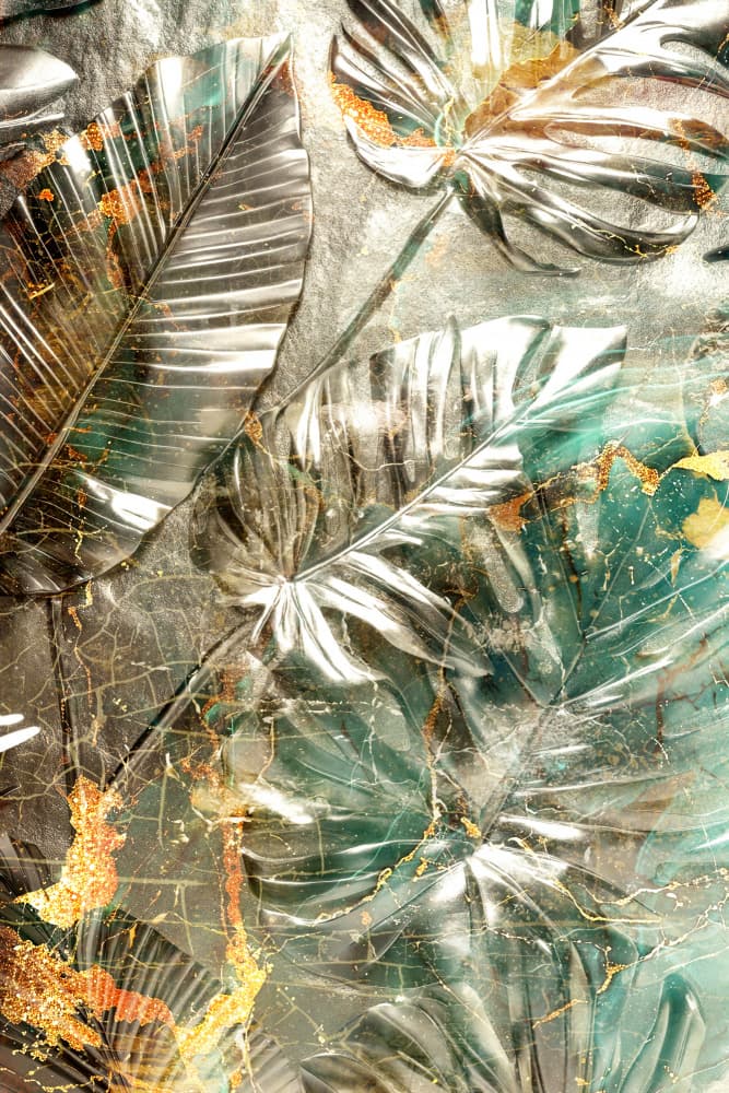 Gilded Tropical Leaves by Rafal Kulik — canvas wall art