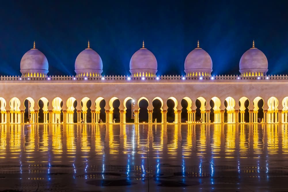 Grand Mosque Golden Night by Irene Wu — canvas wall art