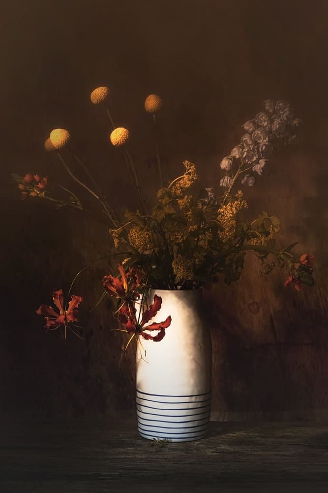 Moody Floral Arrangement by Saskia Dingemans — canvas wall art