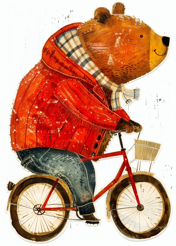 Bear's Cozy Winter Ride by Justyna Jaszke — canvas wall art