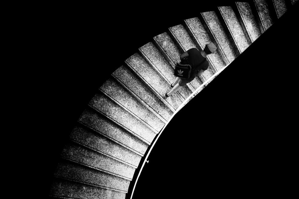 Solitary Figure Descending Stairs by Rui Correia — canvas wall art