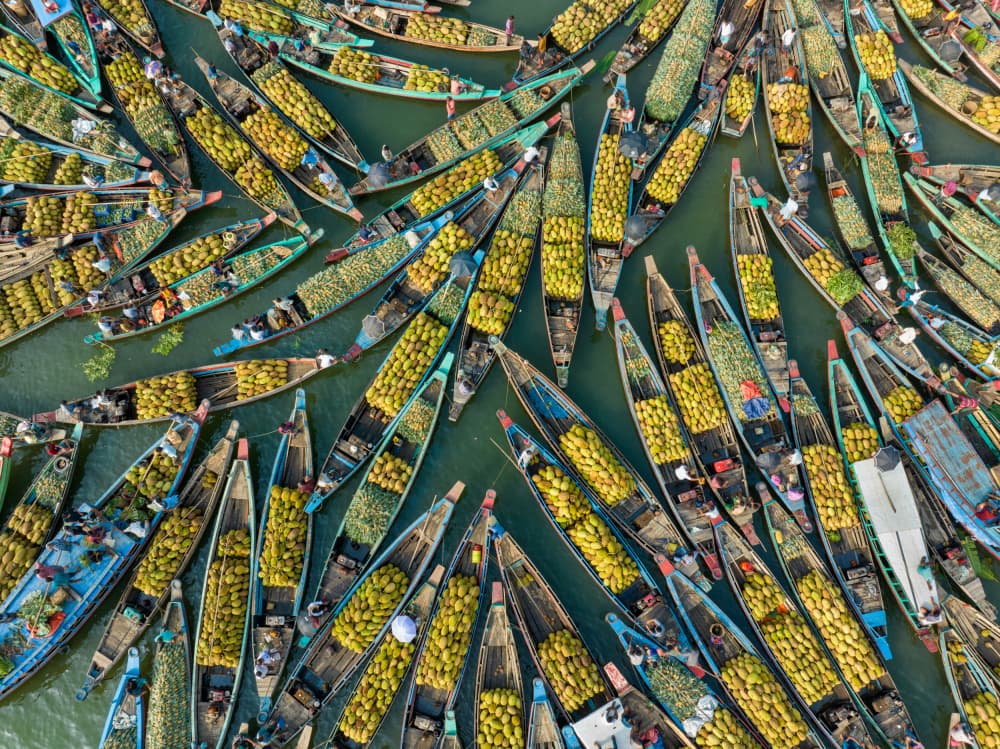 Floating Fruit Market by Azim Khan Ronnie — canvas wall art