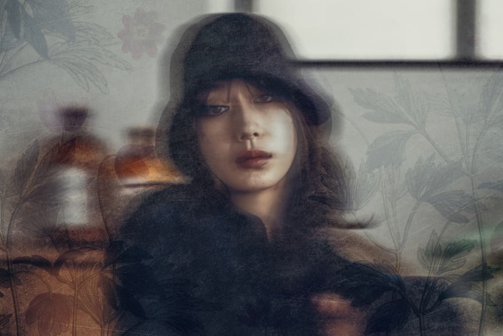 Dreamy Woman Floral Portrait by Yuzo Fujii — canvas wall art