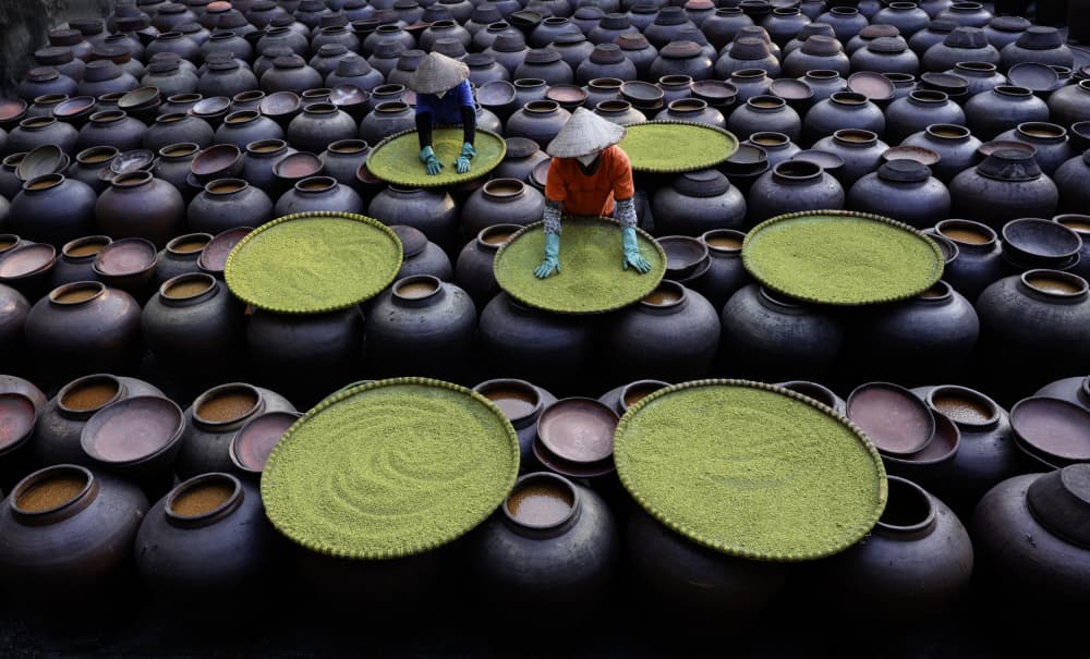 Women Drying Green Beans by Clas Gustafson PRO — canvas wall art
