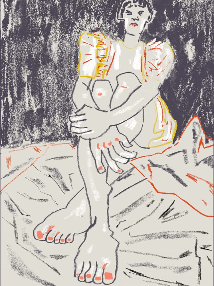 Contemplative Woman Sitting by Francesco Gulina — canvas wall art