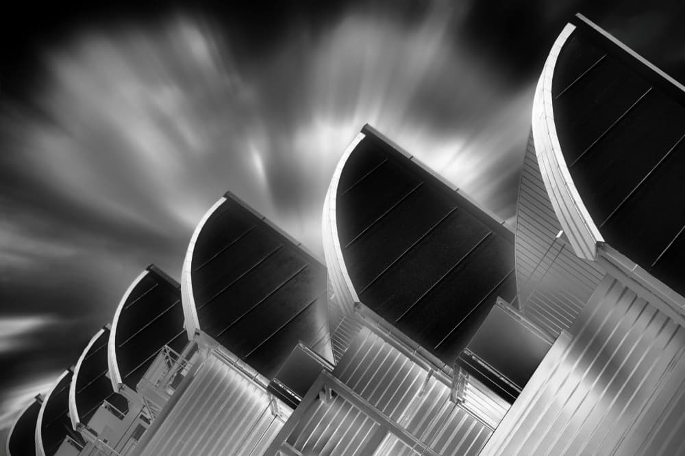 Sleek Curves Dynamic Sky by Hans-Wolfgang Hawerkamp — canvas wall art