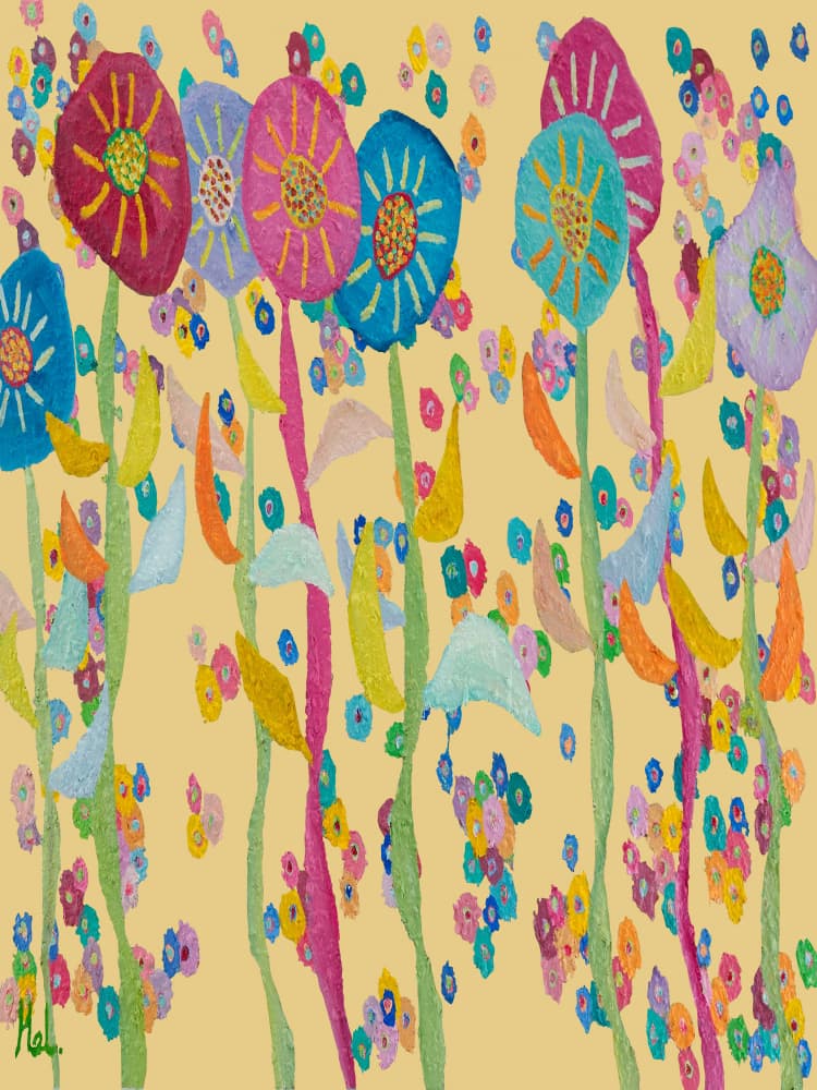 Whimsical Garden Blooms by Helen Joynson — canvas wall art