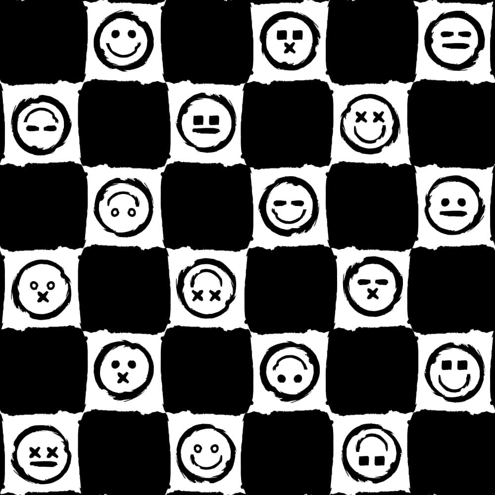 Checkerboard Emoji Faces by Marika Barsrsind β canvas wall art