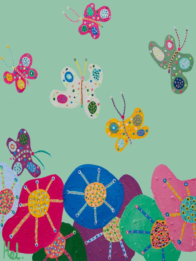 Whimsical Garden Butterflies by Helen Joynson — canvas wall art