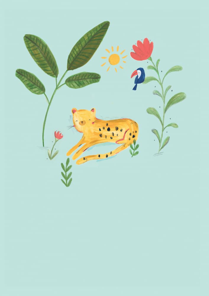 Happy Jungle Leopard by Laura Pantony — canvas wall art