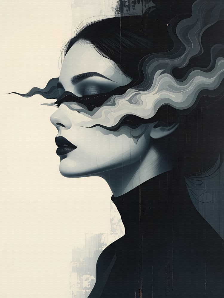 Elegant Wavy Profile by Miguel Bruzual — canvas wall art