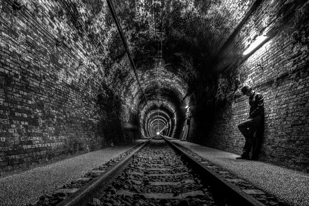Solitary Tunnel Man by Tomoshi Hara — canvas wall art