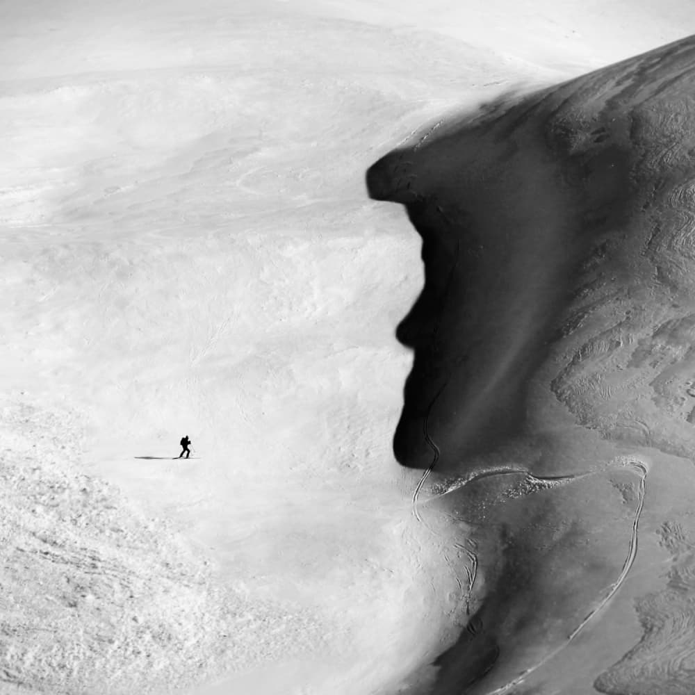 Lone Skier Shadow Face by Peter Svoboda MQEP — canvas wall art
