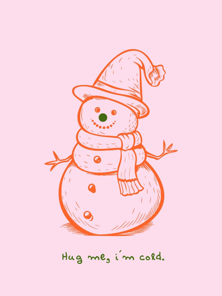 Hug Me Snowman by Ohkimiko — canvas wall art