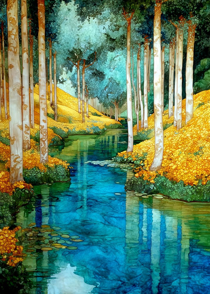 Enchanted Forest River by Justyna Jaszke — canvas wall art
