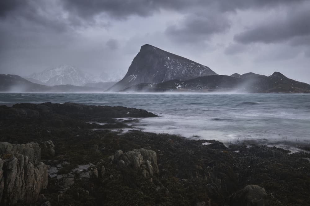 Dramatic Coastal Mountain by Hamed Bank — canvas wall art