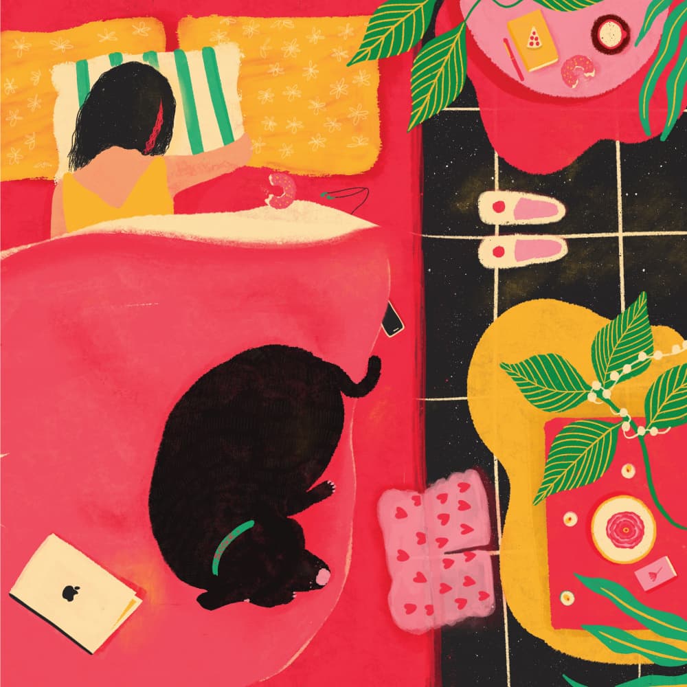 Cozy Morning with Dog by Shriya Bhattacharya — canvas wall art