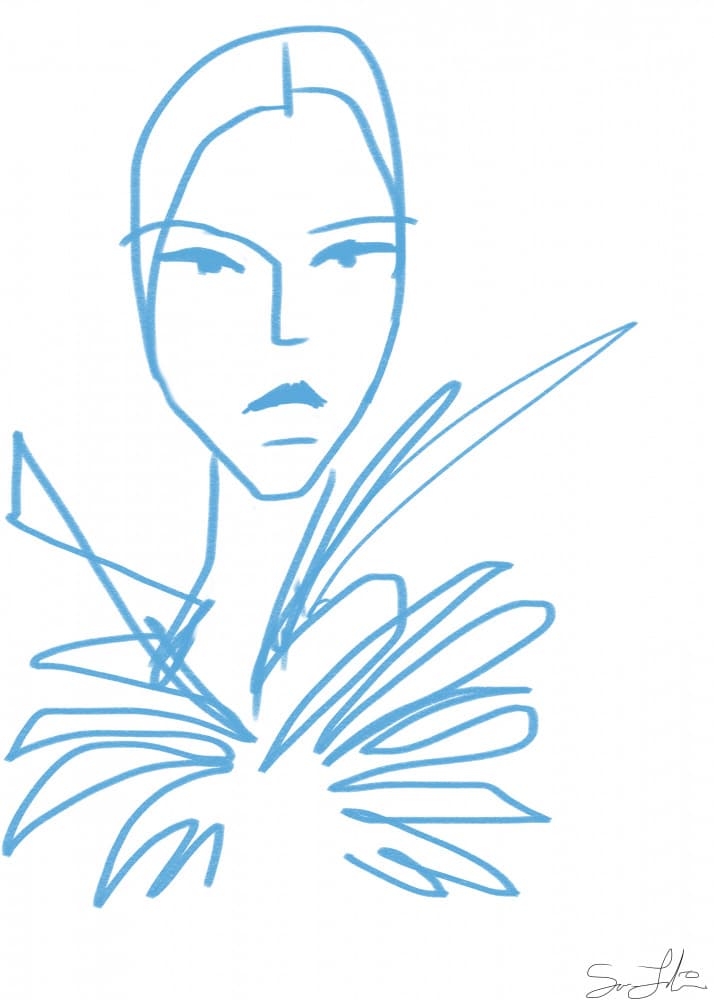 Elegant Blue Fashion Portrait by Sanna Jarlelind — canvas wall art