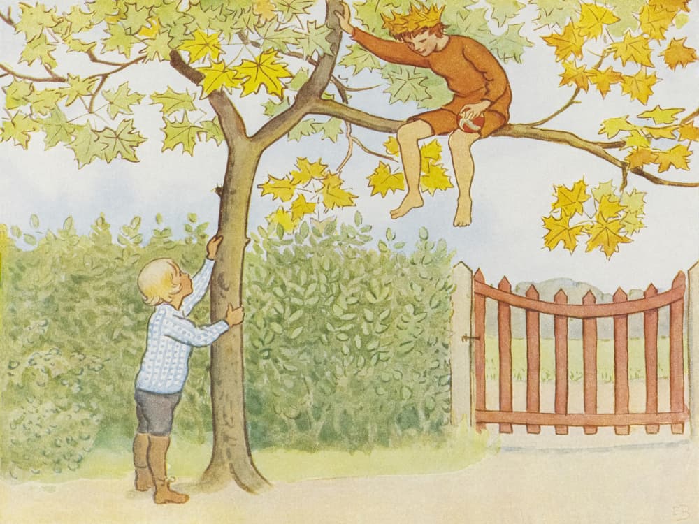 Lasse Liten I Trädgården 1923 001 by Elsa Beskow — canvas wall art