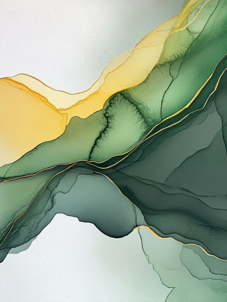 Golden Green Layers by Bilge Paksoylu — canvas wall art