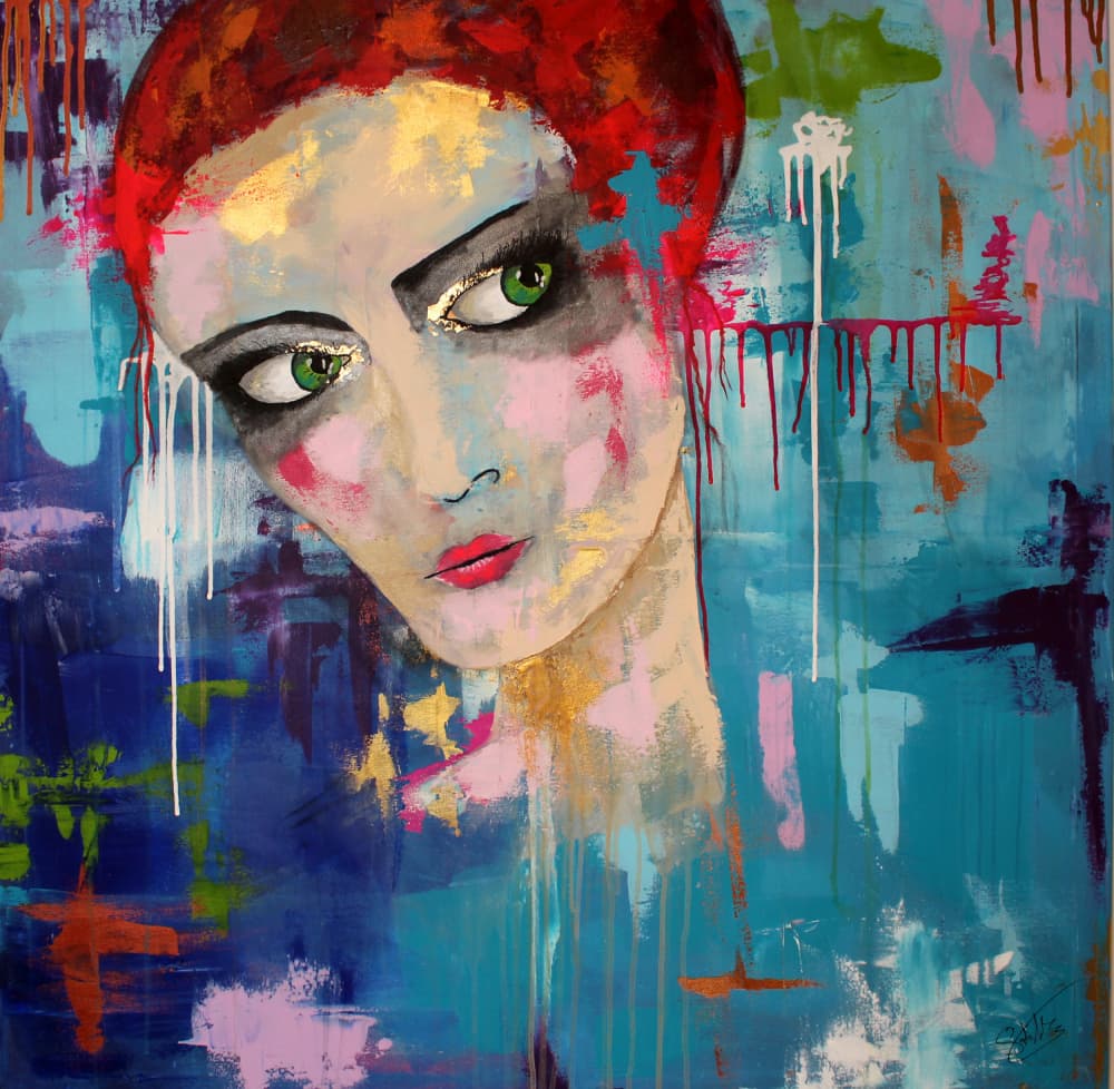 Expressive Red Hair Portrait by Sofia Toborg — canvas wall art