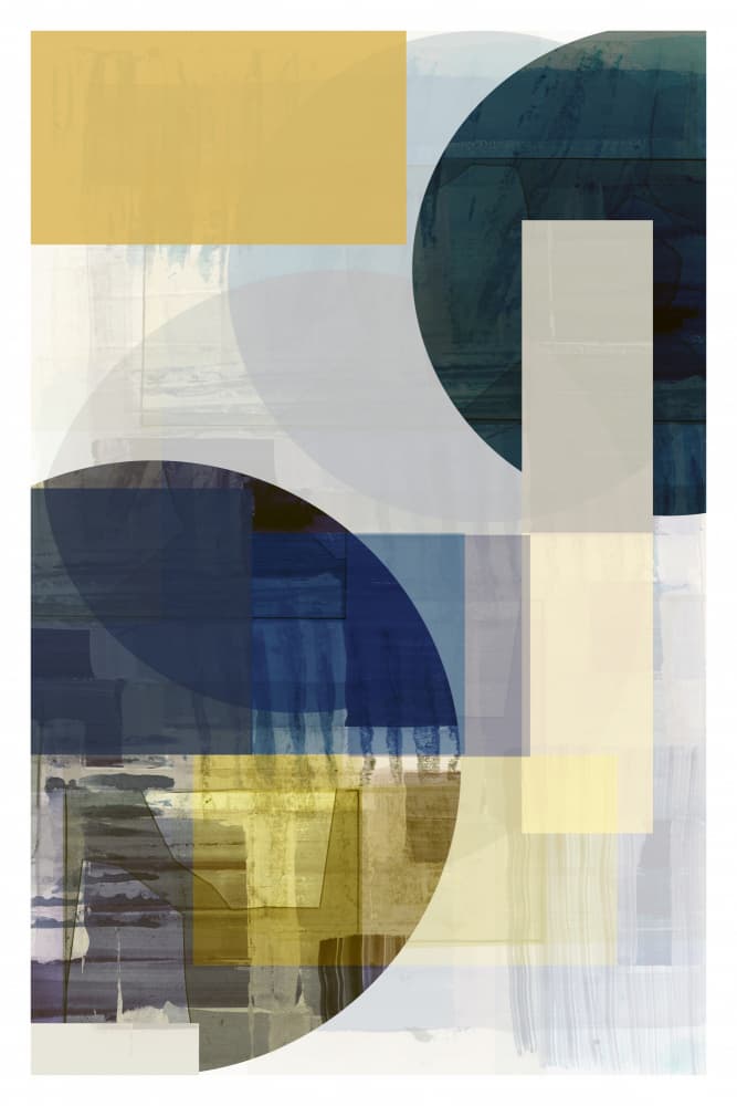Geometric Blue Gold Abstract by cartissi — canvas wall art