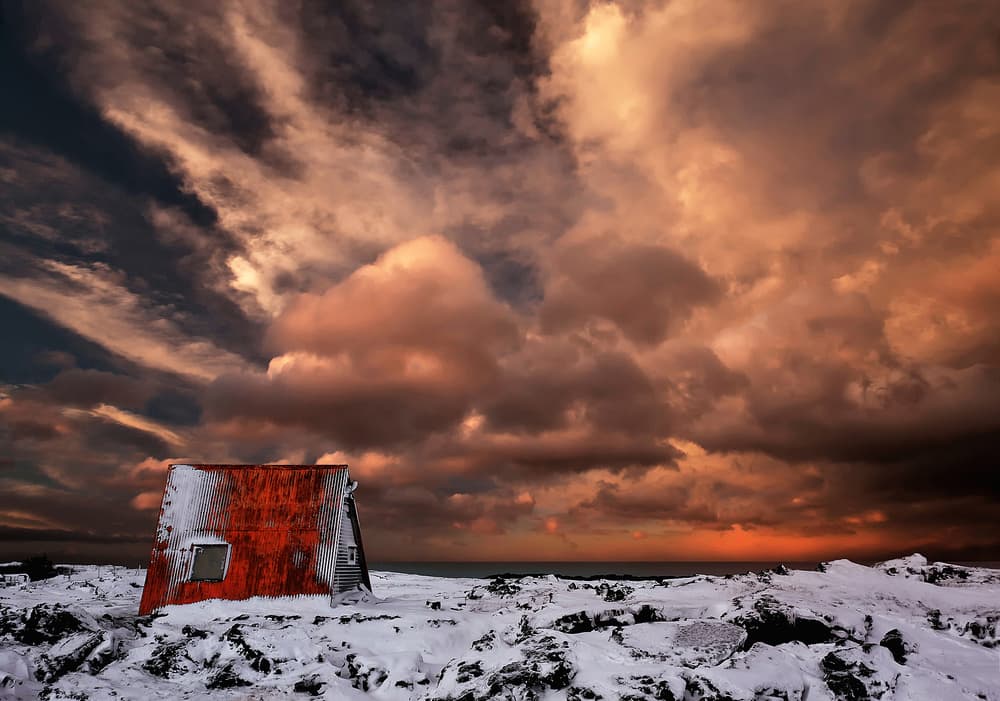 Isolated Cabin Dramatic Sky by Þorsteinn H. Ingibergsson — canvas wall art