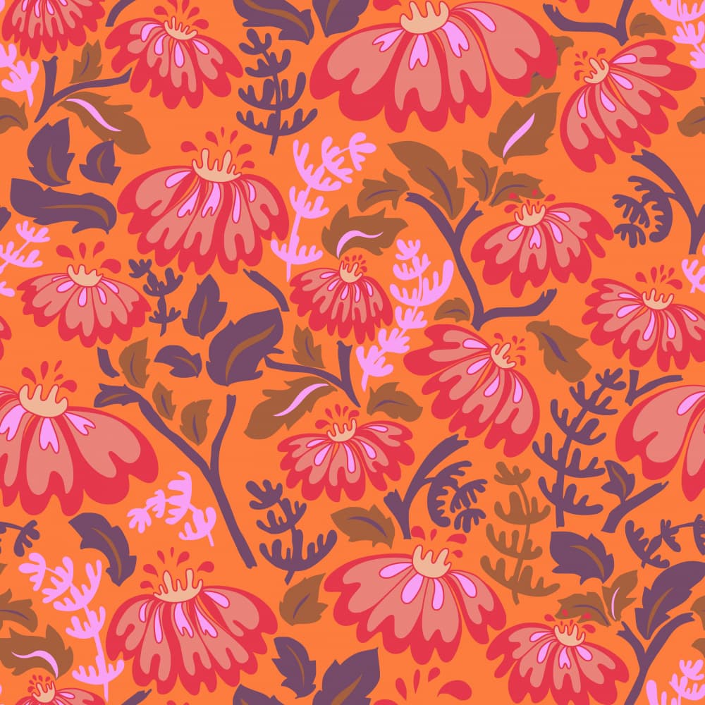 Vibrant Folk Flowers by Annick — canvas wall art
