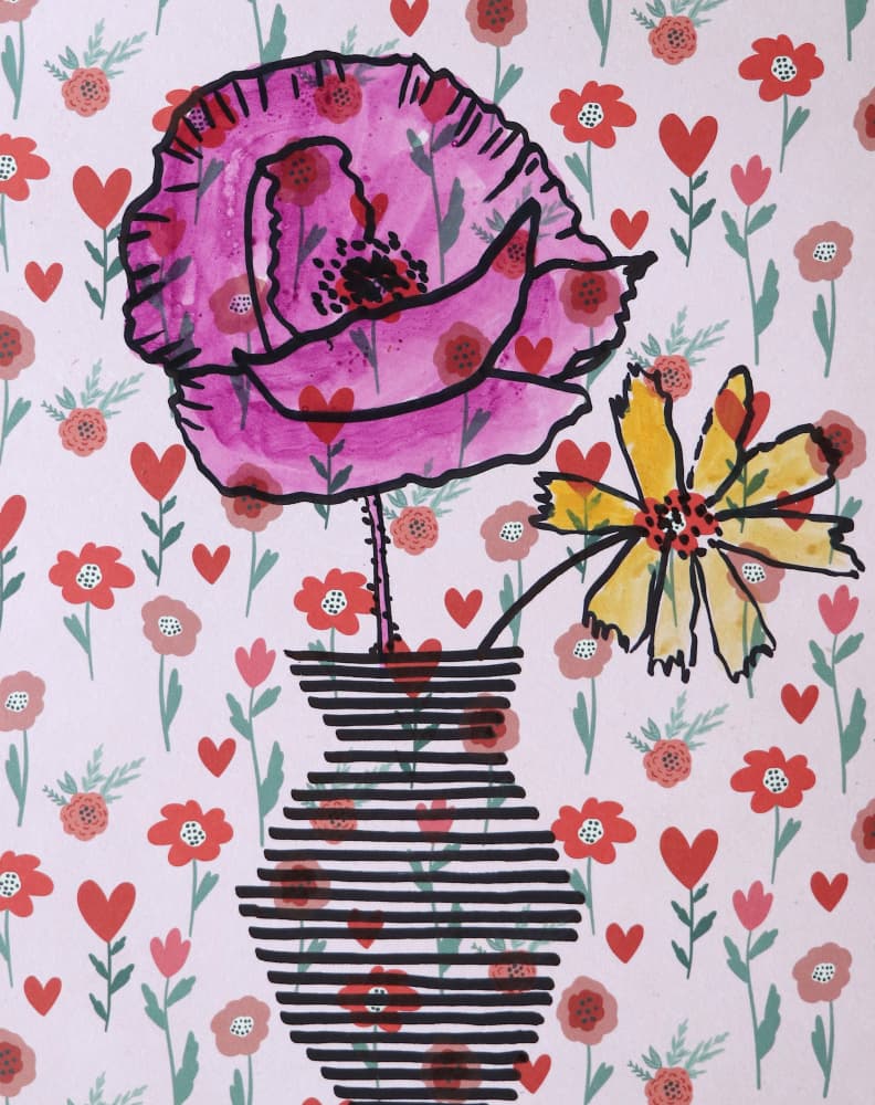Cheerful Poppy Vase by Santhosh ch — canvas wall art