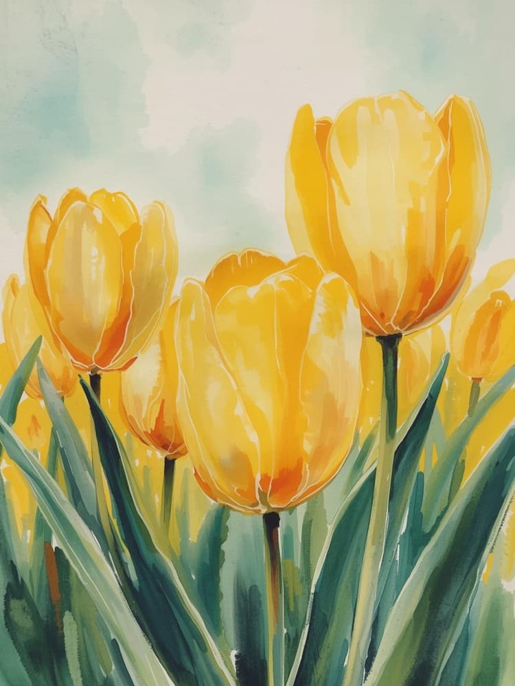 Sunny Tulip Garden by Ohkimiko — canvas wall art