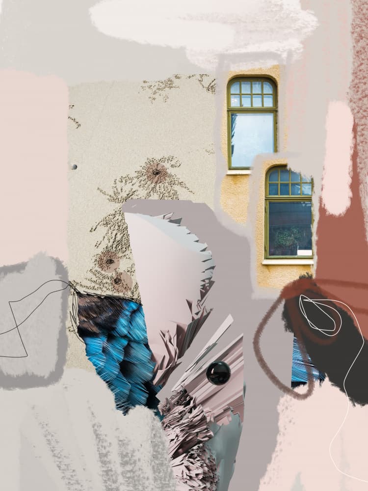 Blue Feathered Windows by Pelin Atilla — canvas wall art
