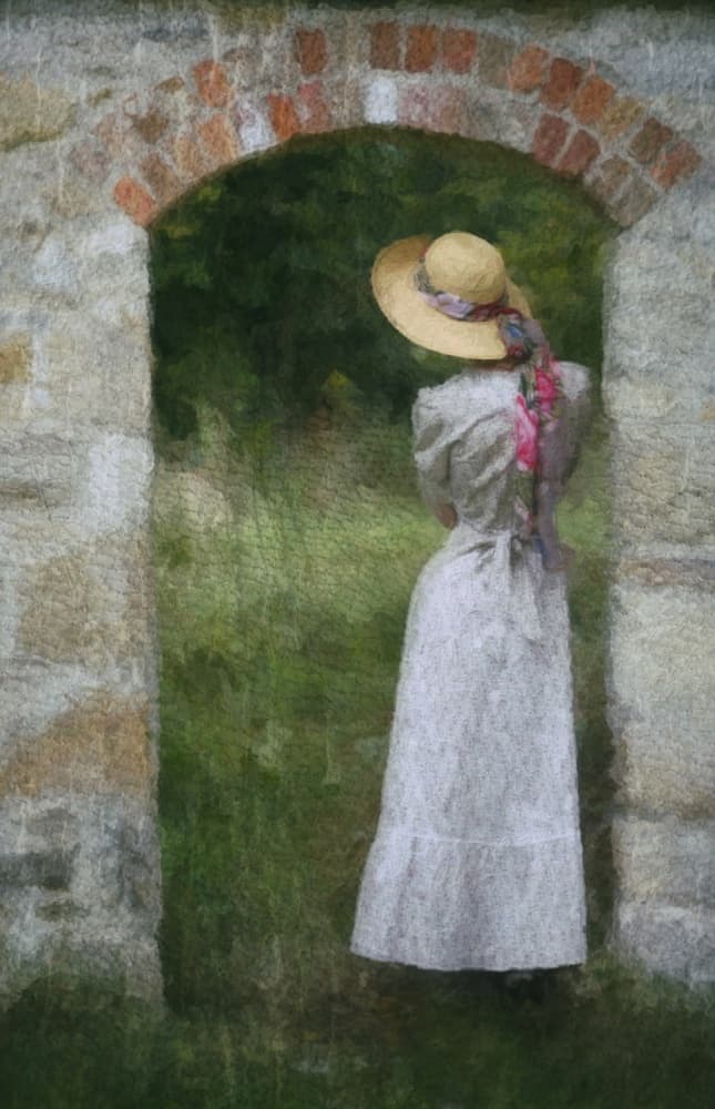 Woman At Garden Arch by kenp — canvas wall art