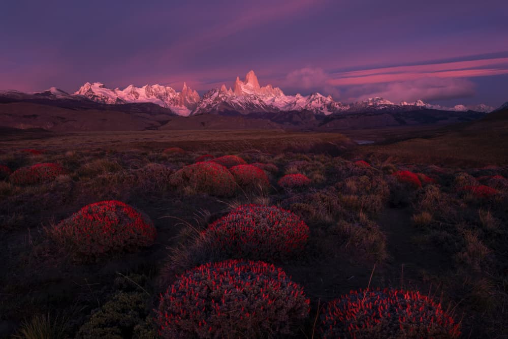 Patagonia Mountain Sunrise by Ruiqing P. — canvas wall art