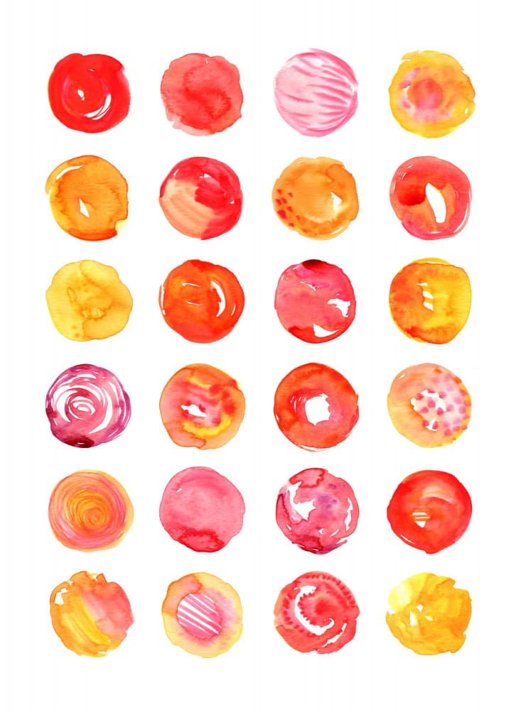 Vibrant Watercolor Circles by Rosana Laiz Blursbyai — canvas wall art