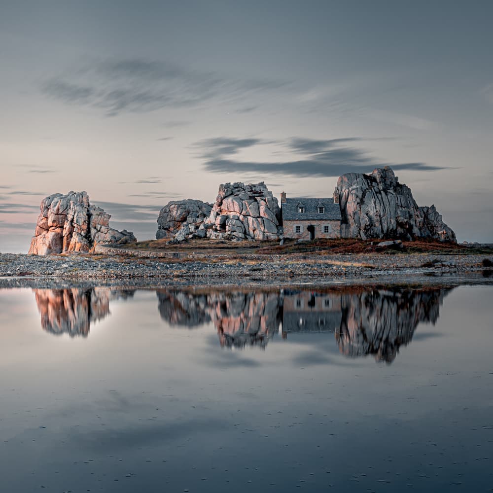 Serene Coastal Stone House by Stefan Buder — canvas wall art