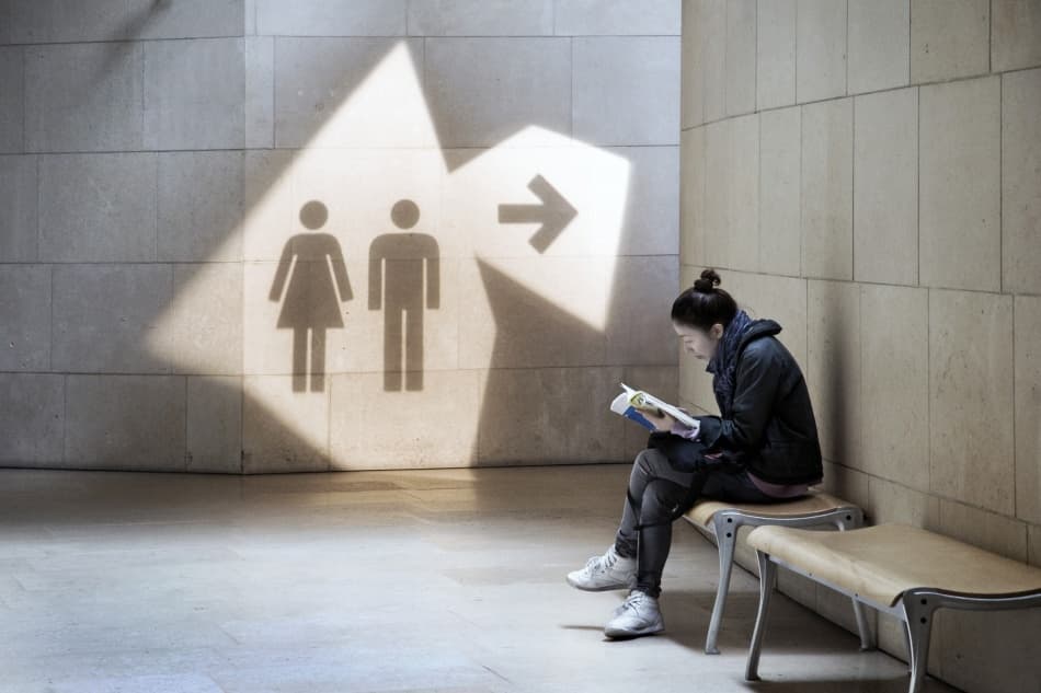 Woman Reading Shadow Signs by Linda Wride — canvas wall art