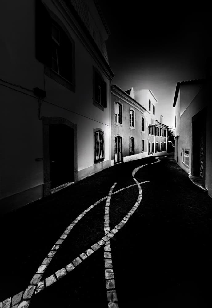 Winding Dark Street by Emma Zhao — canvas wall art
