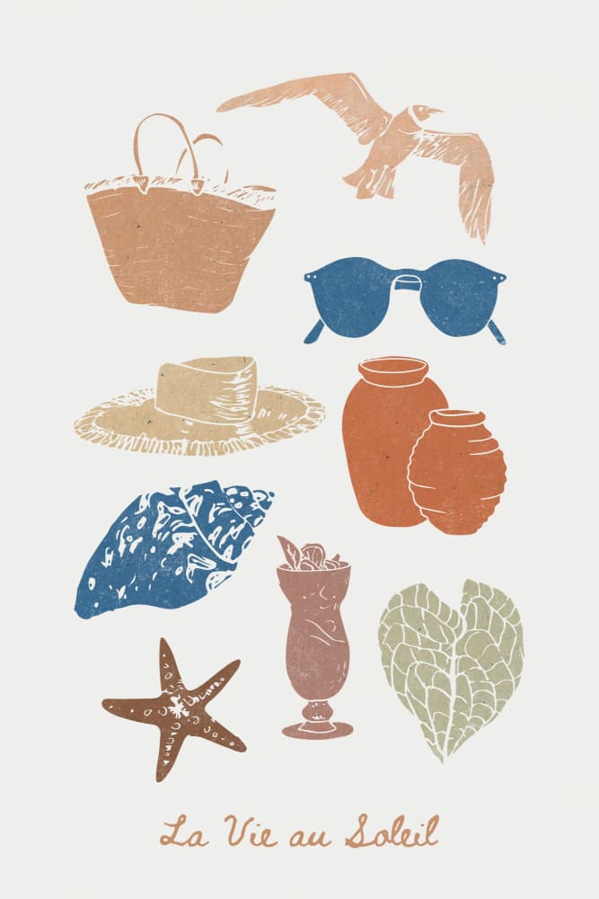 Coastal Summer Essentials by Treechild — canvas wall art