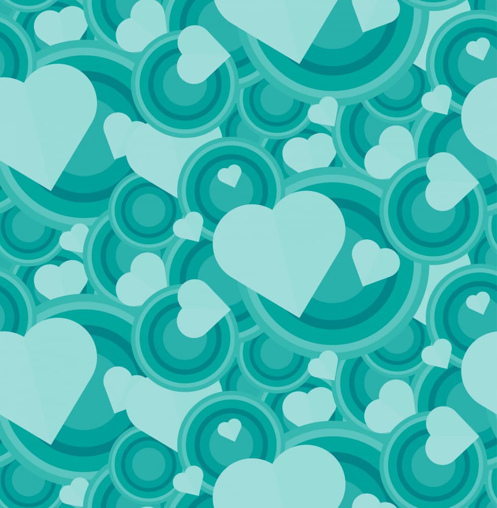 Teal Heart Circles by Marika Barsrsind β canvas wall art