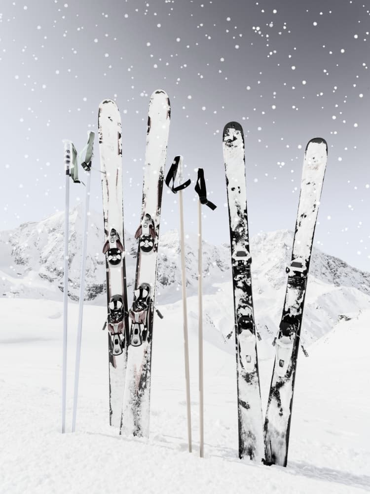 Alpine Skis Winter Landscape by Ohkimiko — canvas wall art